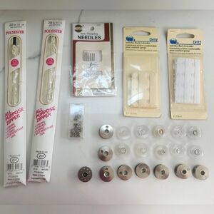 Sewing Bundle : 2 Zippers, Self Threading Needles, Bra Extenders, Bobbins, Etc